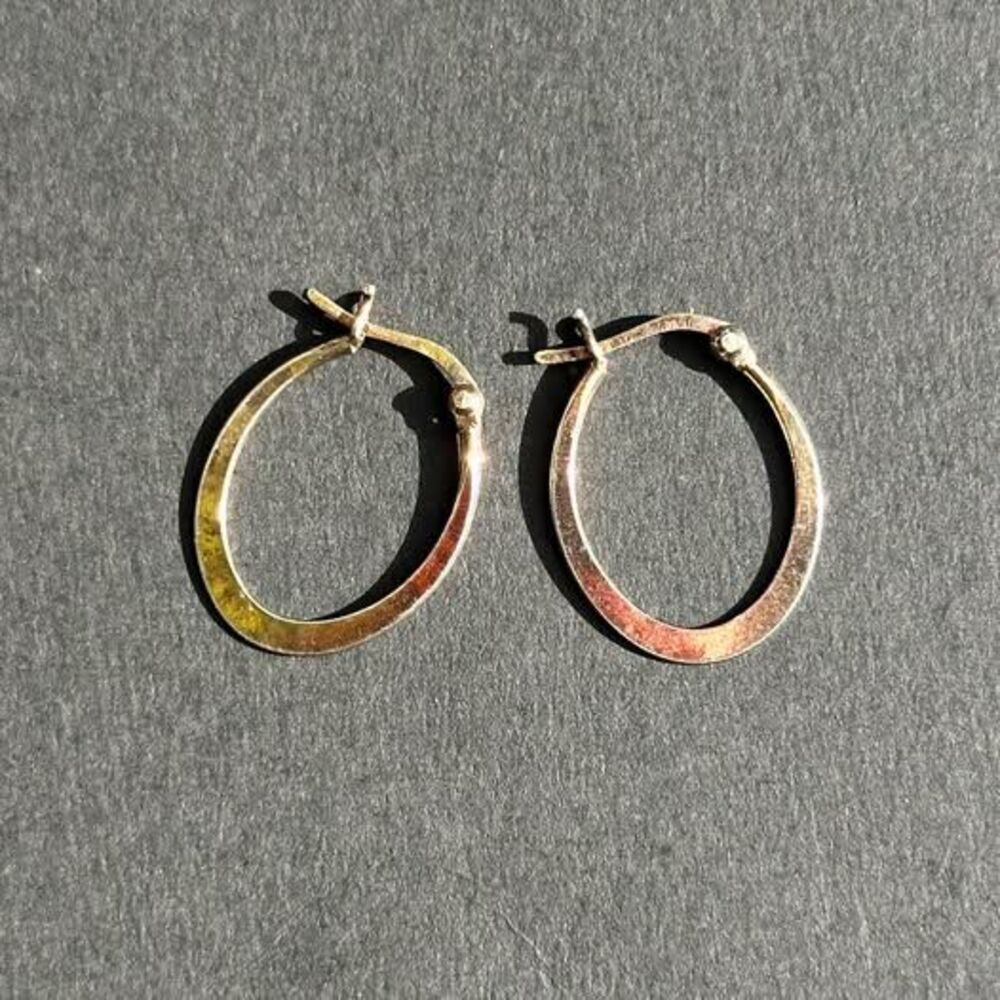 Sterling Silver 925 Small Hoop Earrings, Flat Oval Click-Top Hoops